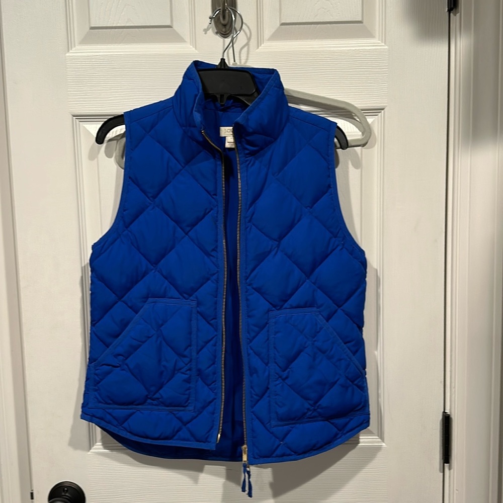J. Crew Cobalt Blue Quilted Down Vest (size S)